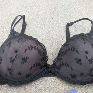 Ambrielle Lightly Padded Bra Black Lace 38C EUC